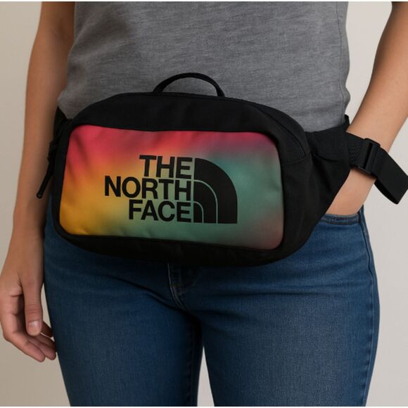 The North Face Waist Pack Fanny Pack Belt Bag – Black with Multicolor Front Pane - Picture 1 of 10